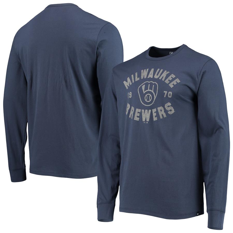 Milwaukee Brewers '47 Overcast Franklin Long Sleeve T-Shirt - Navy