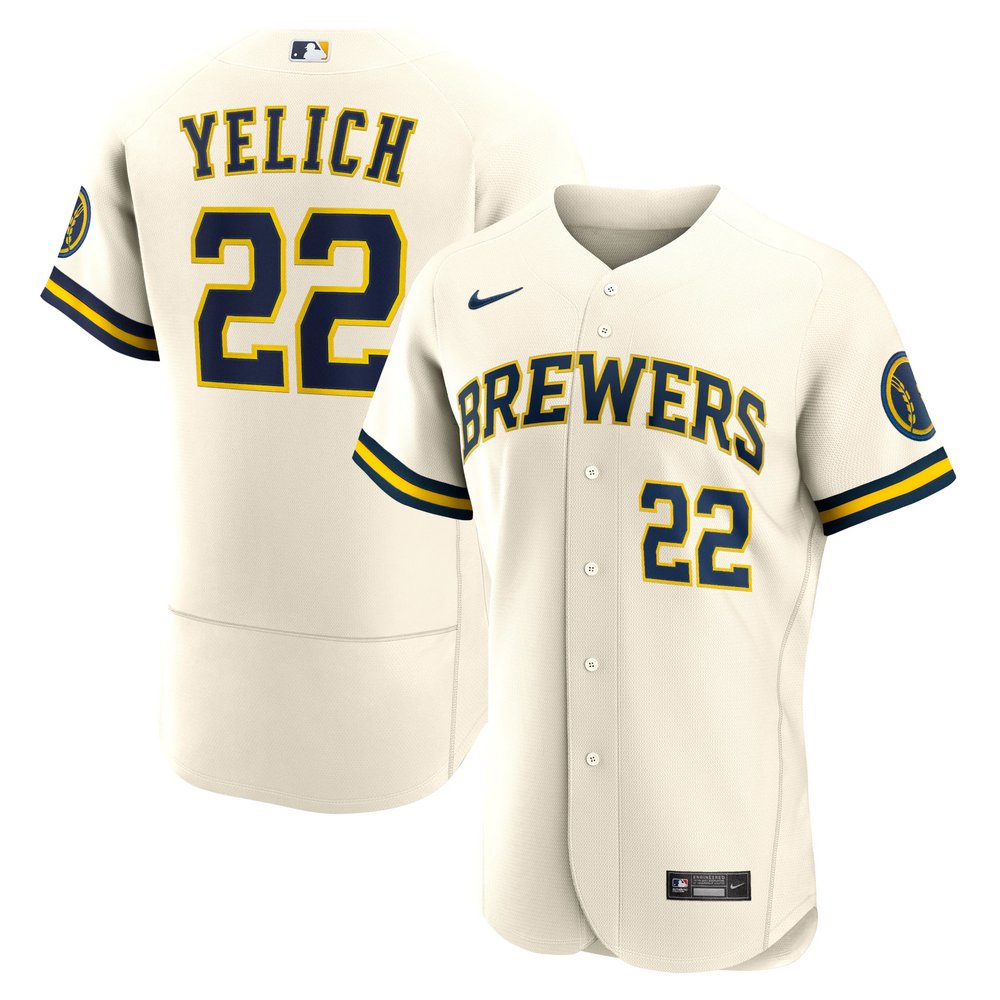 Christian Yelich Milwaukee Brewers Nike Home Wordmark Authentic Player Jersey - Cream