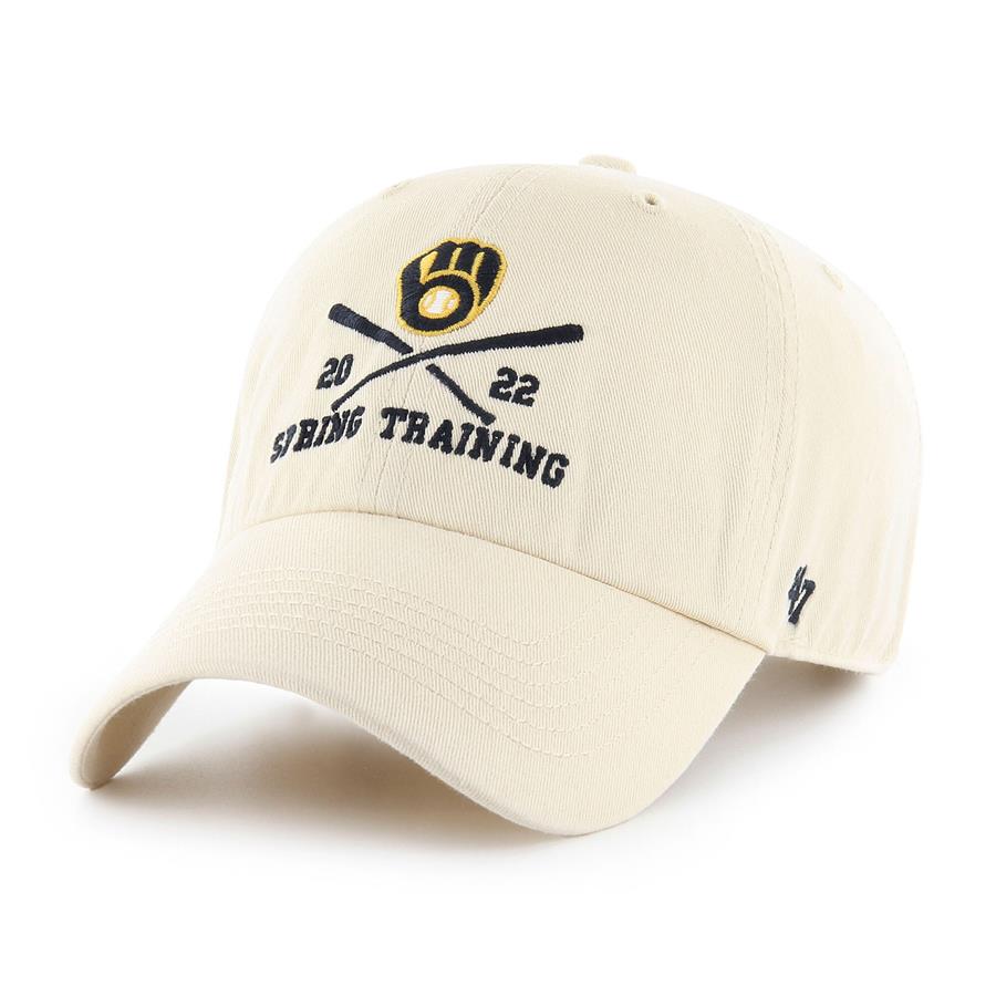 Milwaukee Brewers '47 2022 MLB Spring Training Cross Bone Clean Up Adjustable Hat - Natural