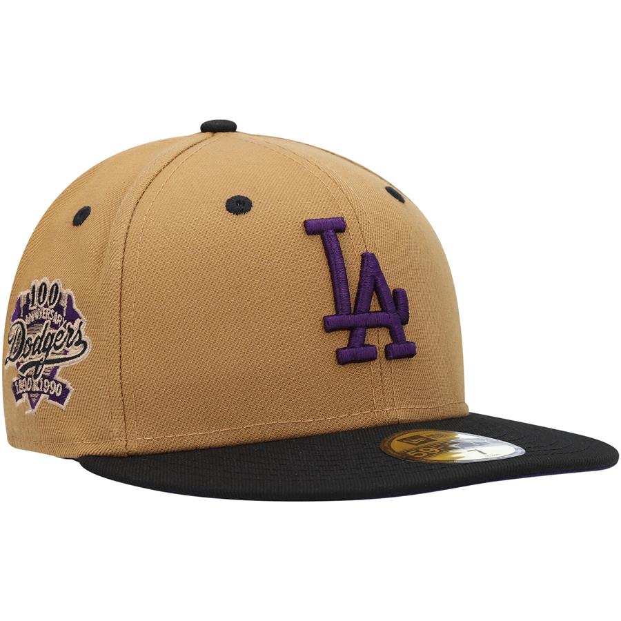 Los Angeles Dodgers New Era 100th Anniversary Purple Undervisor 59FIFTY Fitted Hat - Tan