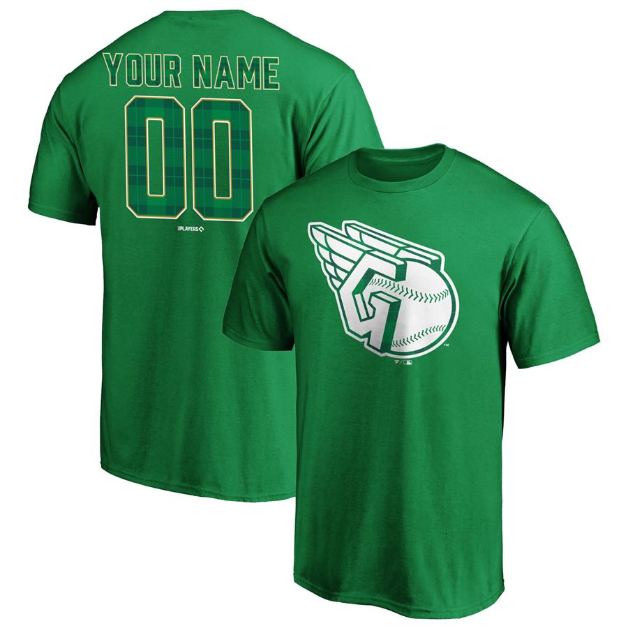 Cleveland Guardians Fanatics Branded Personalized Emerald Plaid T-Shirt - Green