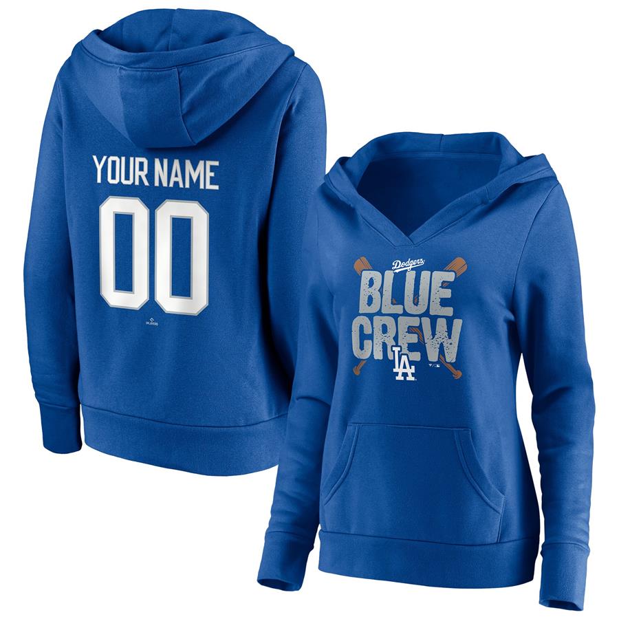 Los Angeles Dodgers Fanatics Branded Women's Hometown Legend Personalized Name & Number V-Neck Pullover Hoodie - Royal