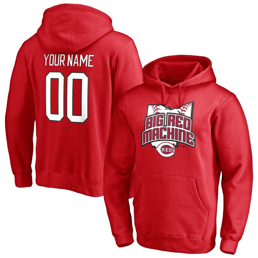 Cincinnati Reds Fanatics Branded Hometown Legend Personalized Name & Number Pullover Hoodie - Red