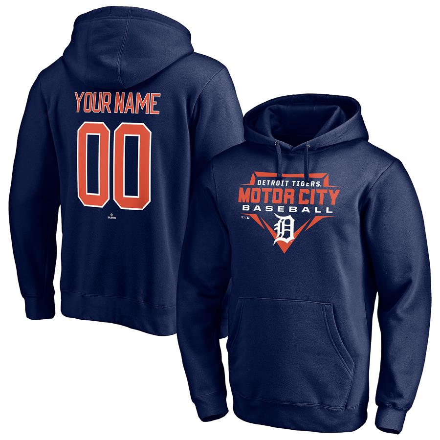 Detroit Tigers Fanatics Branded Hometown Legend Personalized Name & Number Pullover Hoodie - Navy