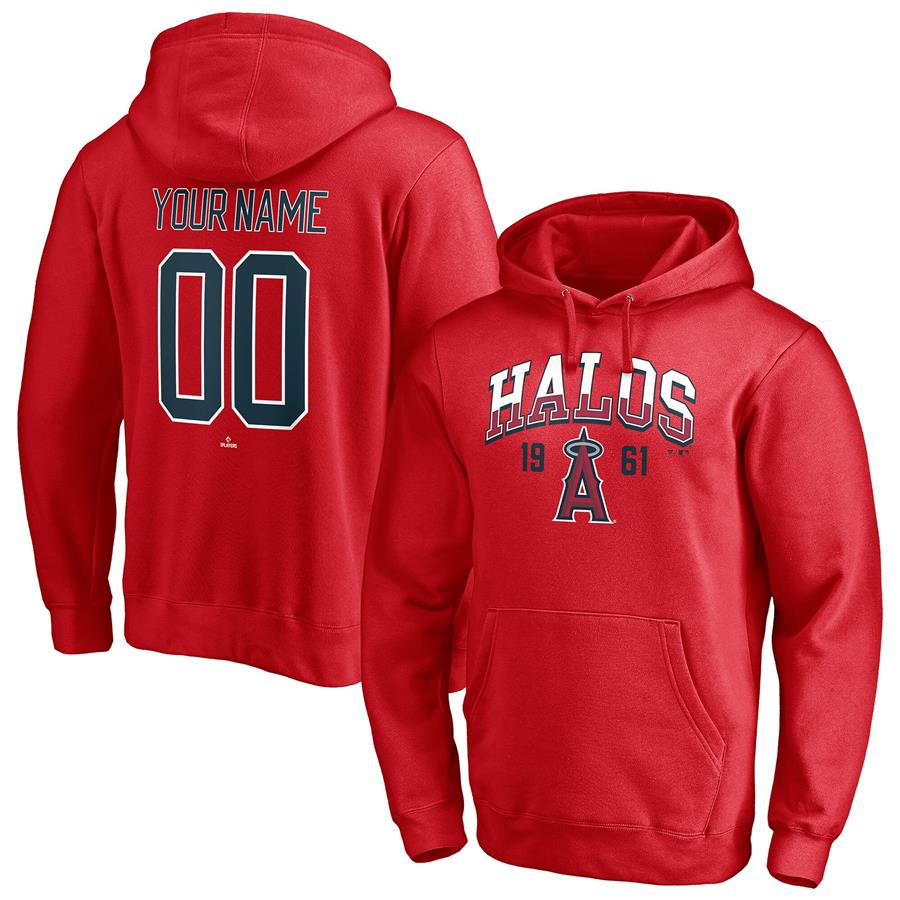 Los Angeles Angels Fanatics Branded Hometown Legend Personalized Name & Number Pullover Hoodie - Red