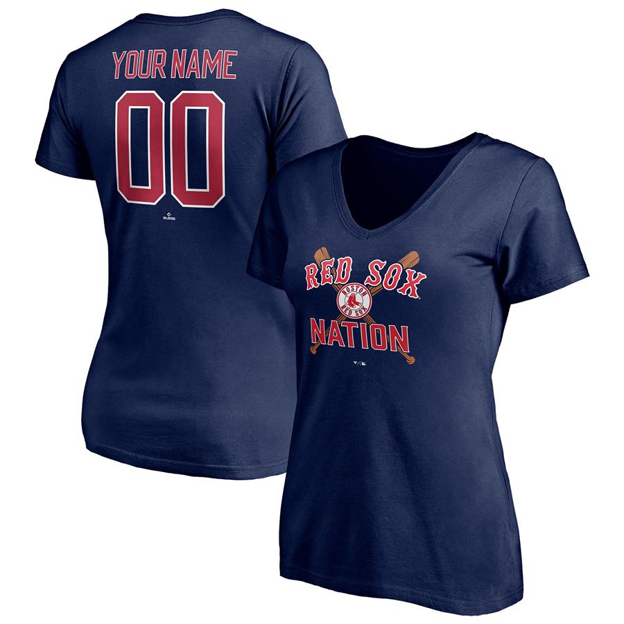 Boston Red Sox Fanatics Branded Women's Hometown Legend Personalized Name & Number V-Neck T-Shirt - Navy