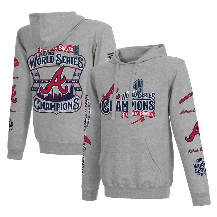Atlanta Braves Fanatics Branded 2021 World Series Champions Pullover Hoodie - Gray
