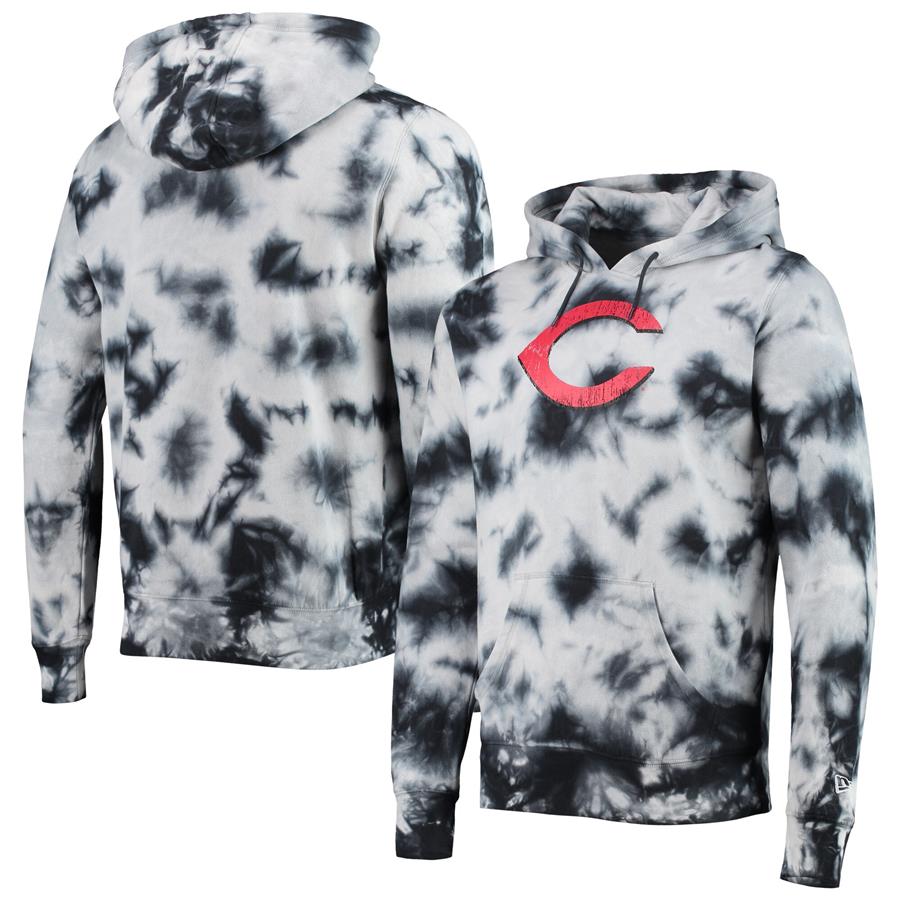 Cincinnati Reds New Era Tie-Dye Pullover Hoodie - Black