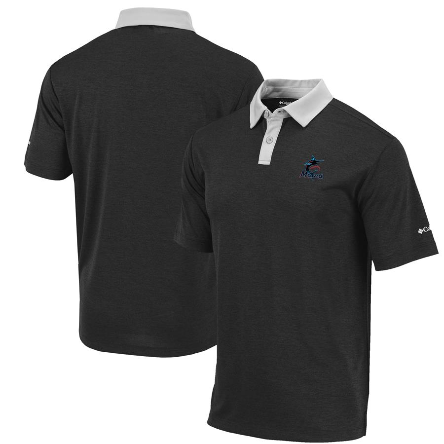 Miami Marlins Columbia Range Omni-Wick Polo - Black