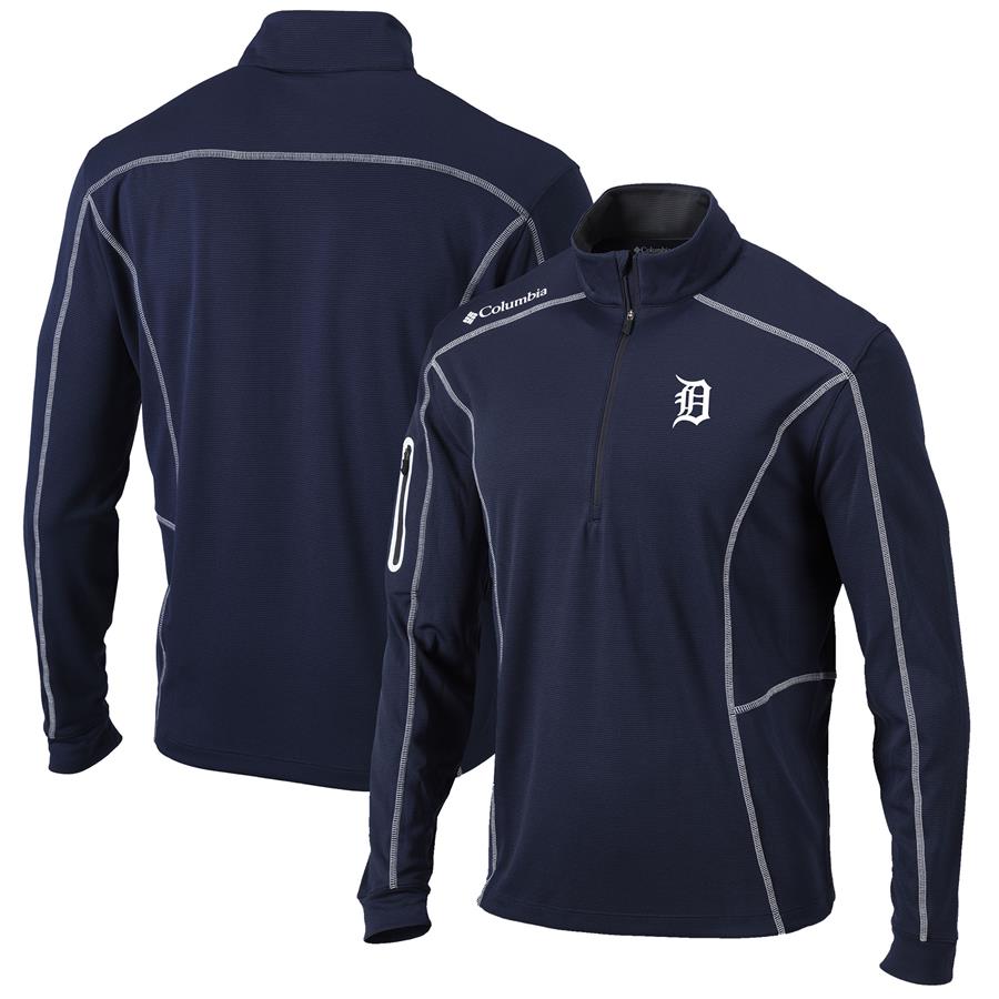 Detroit Tigers Columbia Shotgun Omni-Wick Quarter-Zip Pullover Jacket - Navy