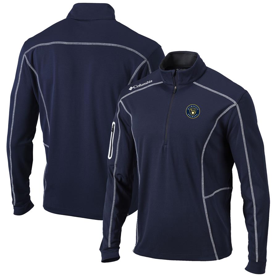 Milwaukee Brewers Columbia Shotgun Omni-Wick Quarter-Zip Pullover Jacket - Navy