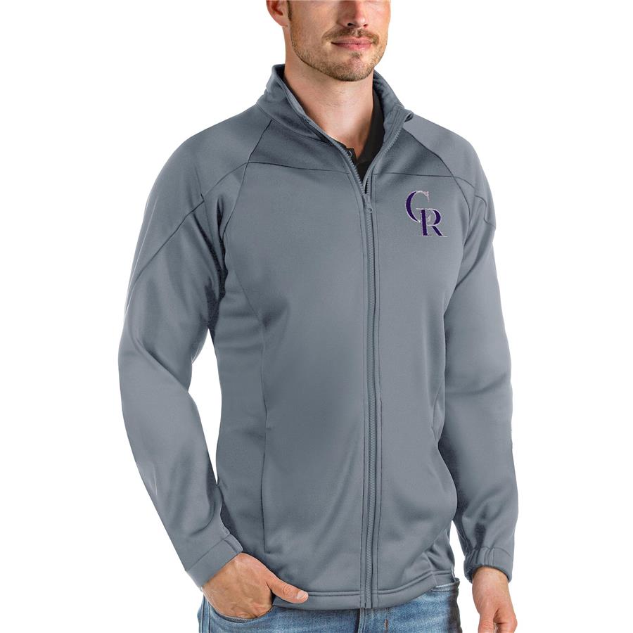 Colorado Rockies Antigua Links Full-Zip Golf Jacket - Gray
