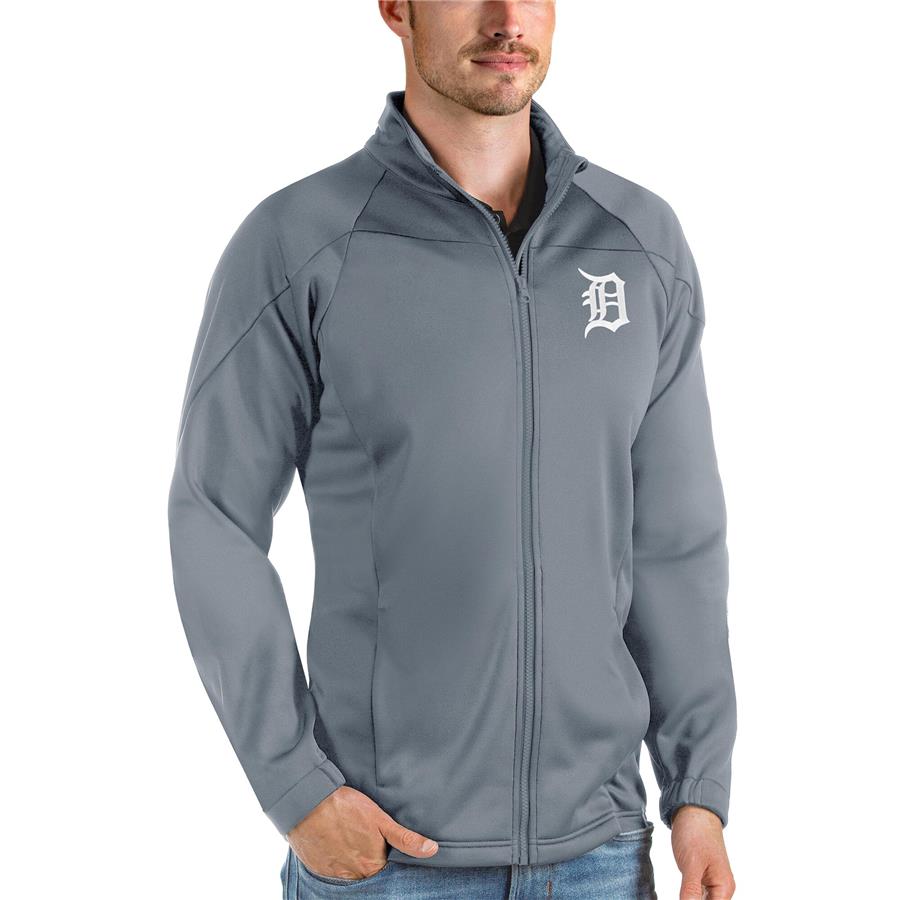 Detroit Tigers Antigua Links Full-Zip Golf Jacket - Gray