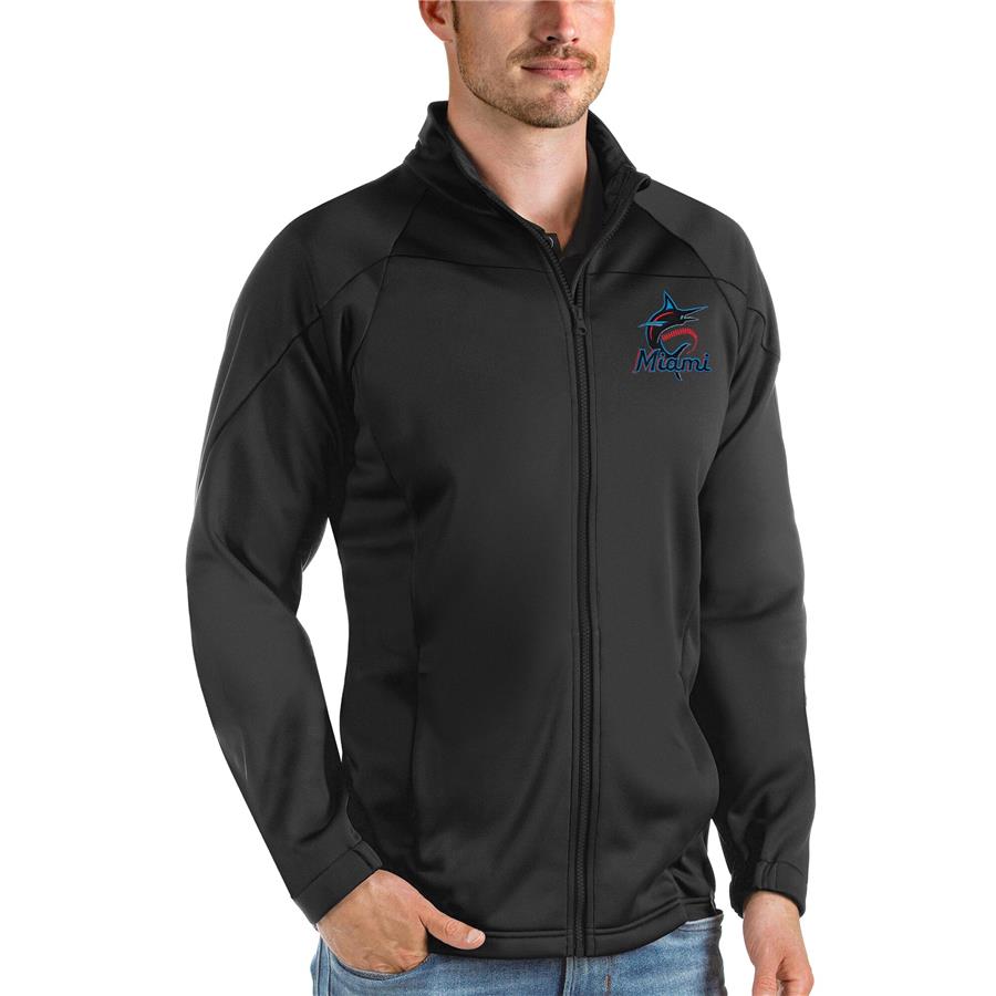 Miami Marlins Antigua Links Full-Zip Golf Jacket - Black