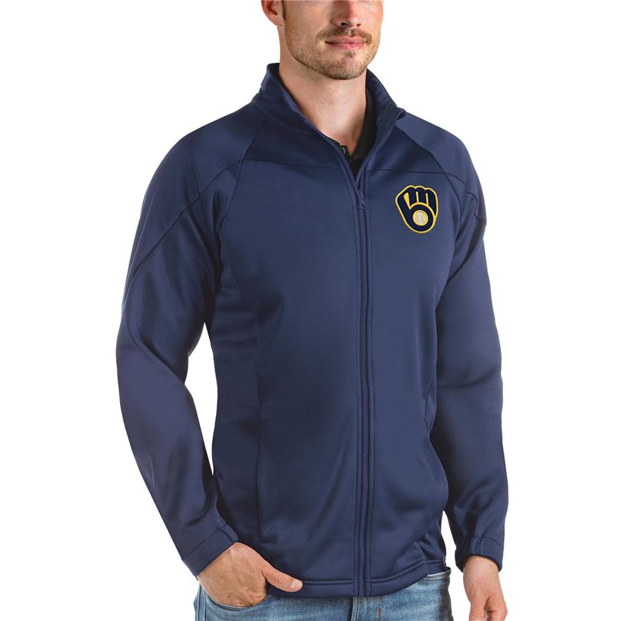 Milwaukee Brewers Antigua Links Full-Zip Golf Jacket - Navy