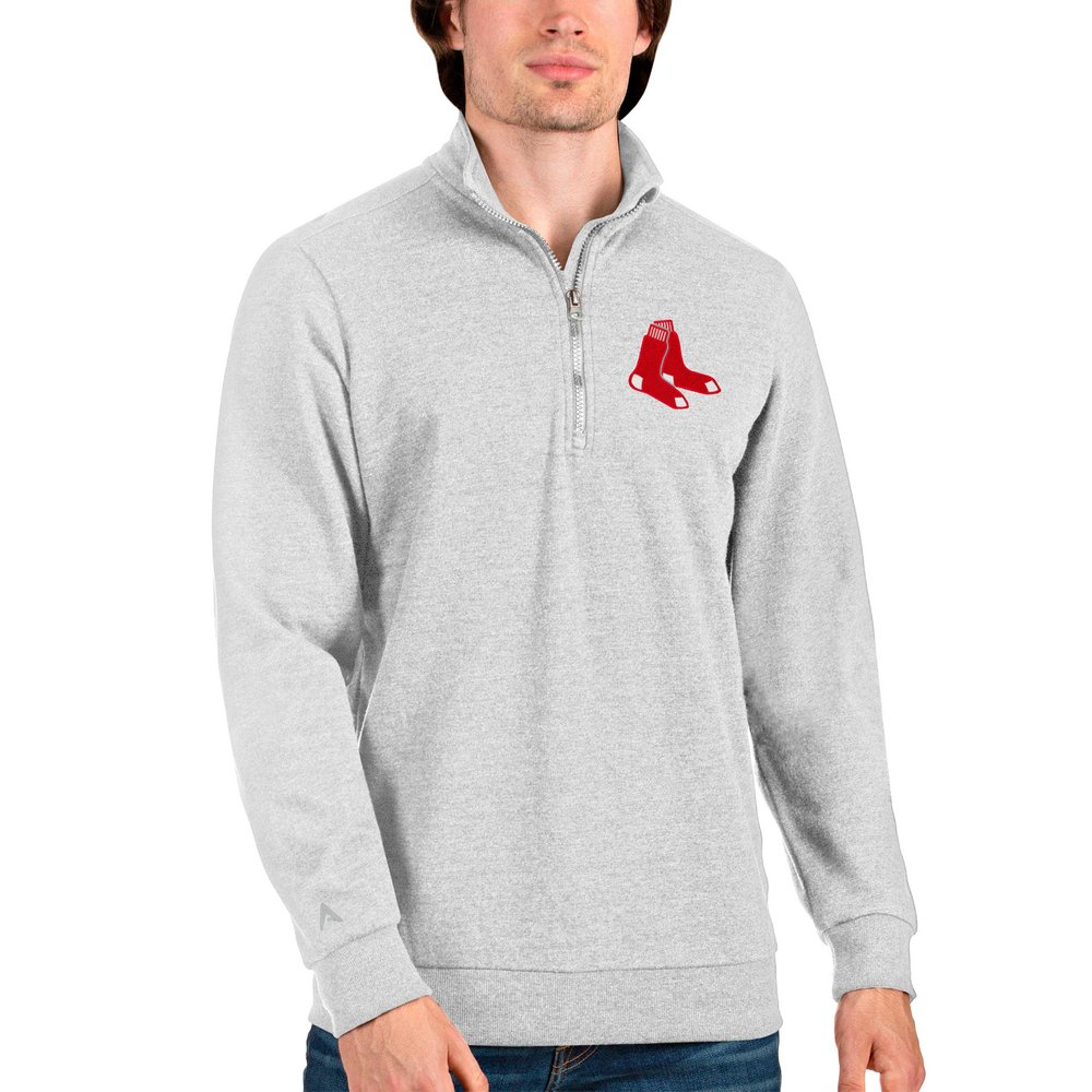 Boston Red Sox Antigua Action Quarter-Zip Pullover Sweatshirt - Heathered Gray