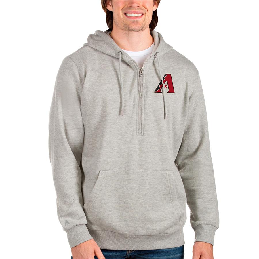 Arizona Diamondbacks Antigua Action Quarter-Zip Pullover Hoodie - Heathered Gray