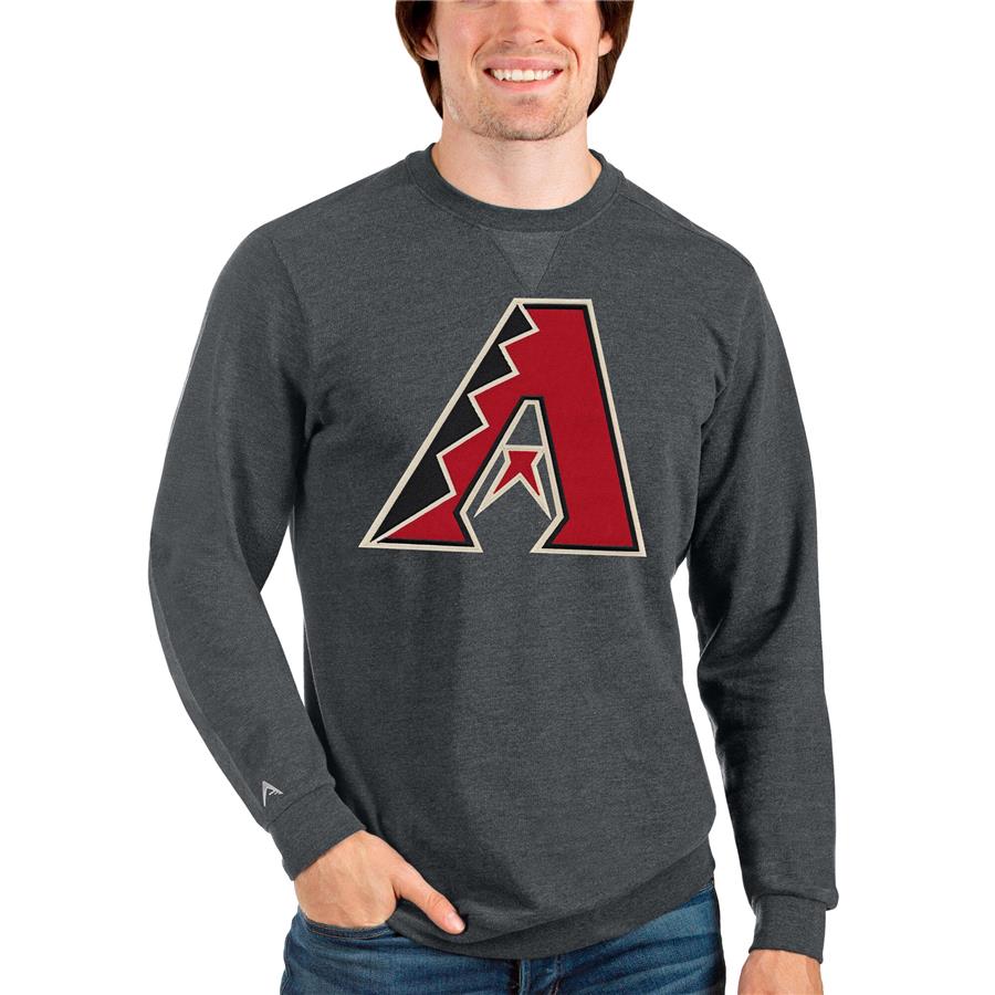 Arizona Diamondbacks Antigua Team Logo Reward Crewneck Pullover Sweatshirt - Heathered Charcoal