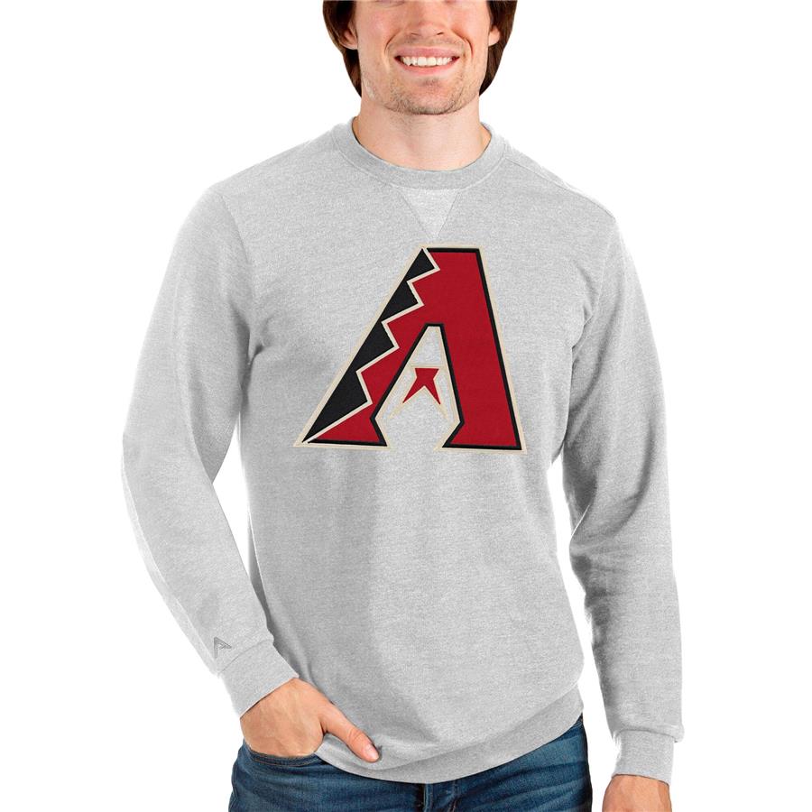 Arizona Diamondbacks Antigua Team Logo Reward Crewneck Pullover Sweatshirt - Heathered Gray