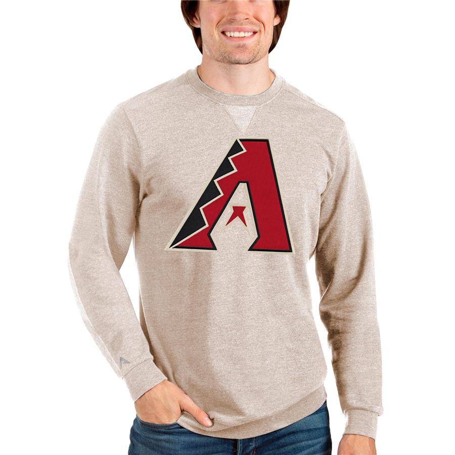 Arizona Diamondbacks Antigua Team Logo Reward Crewneck Pullover Sweatshirt - Oatmeal