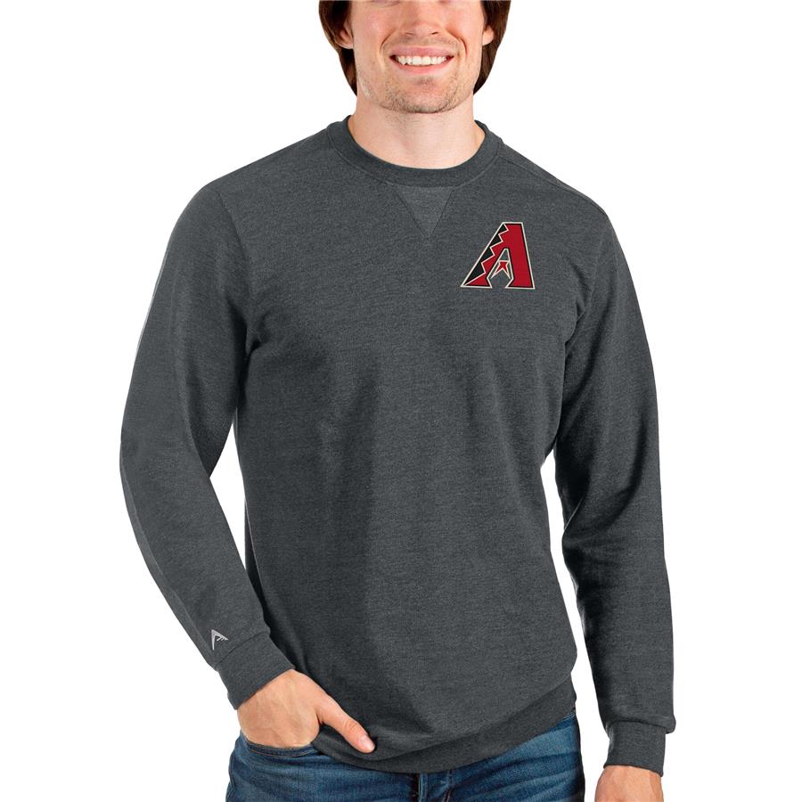 Arizona Diamondbacks Antigua Reward Crewneck Pullover Sweatshirt - Heathered Charcoal