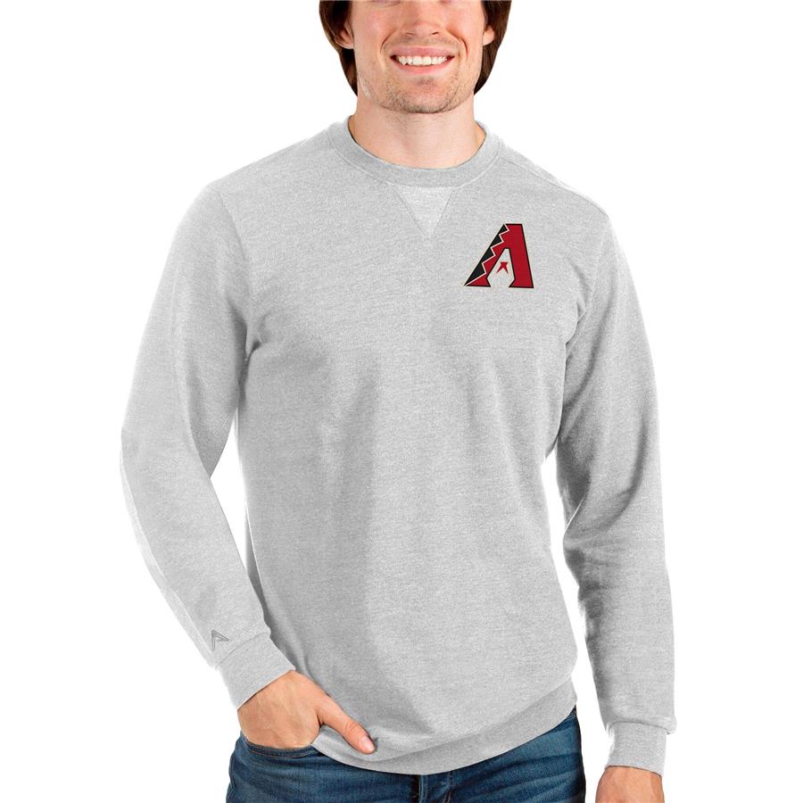 Arizona Diamondbacks Antigua Reward Crewneck Pullover Sweatshirt - Heathered Gray
