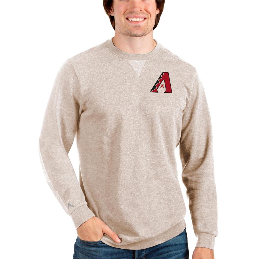 Arizona Diamondbacks Antigua Reward Crewneck Pullover Sweatshirt - Oatmeal