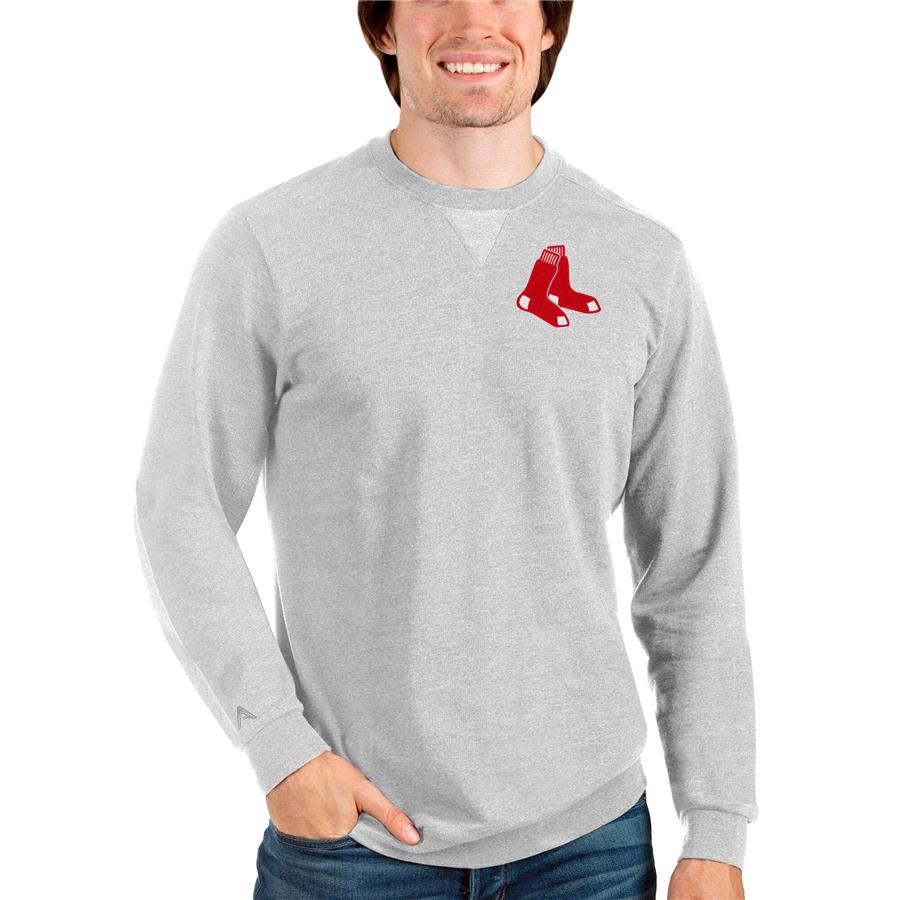 Boston Red Sox Antigua Reward Crewneck Pullover Sweatshirt - Heathered Gray