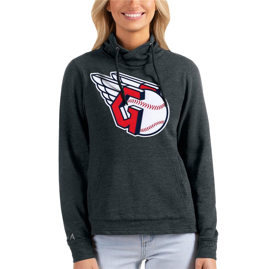 Cleveland Guardians Antigua Women's Team Logo Reward Pullover Sweatshirt - Heathered Charcoal