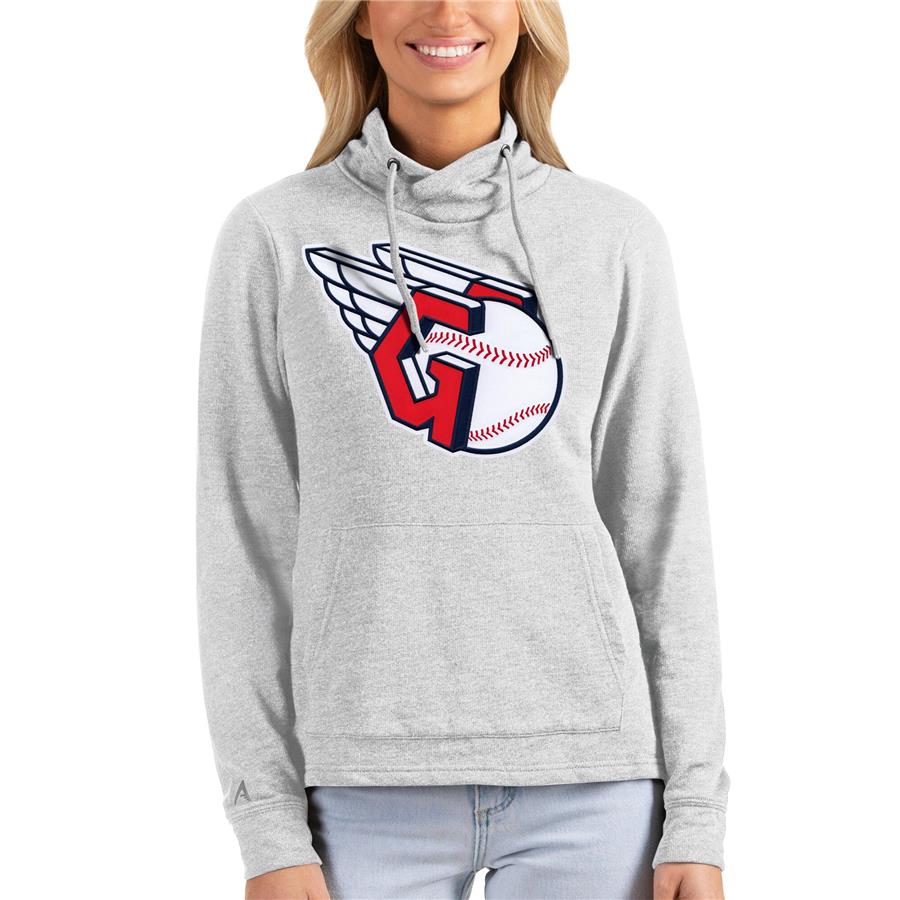 Cleveland Guardians Antigua Women's Team Logo Reward Pullover Sweatshirt - Heathered Gray
