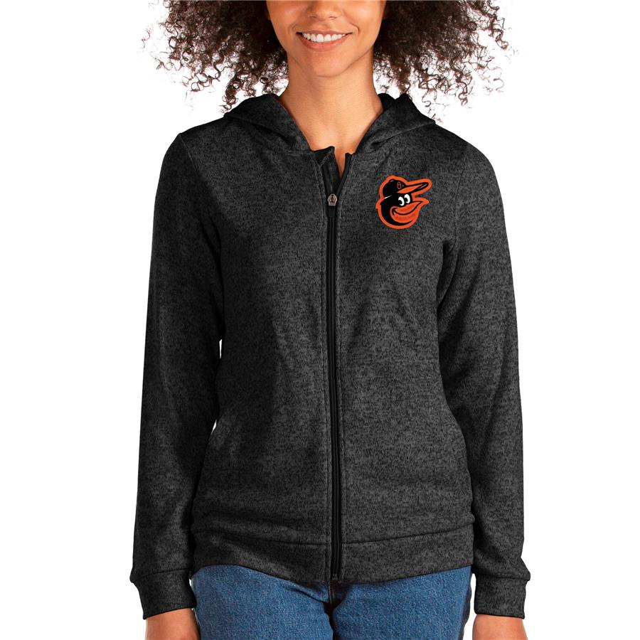 Baltimore Orioles Antigua Women's Team Absolute Full-Zip Hoodie - Heathered Black