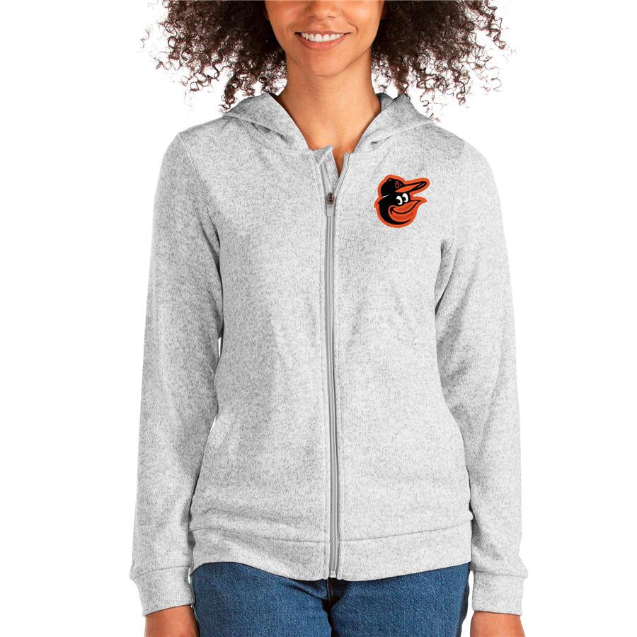 Baltimore Orioles Antigua Women's Team Absolute Full-Zip Hoodie - Heathered Gray
