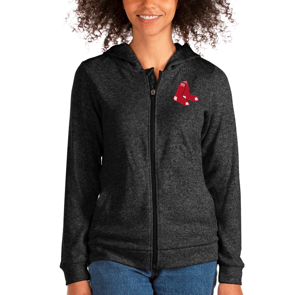 Boston Red Sox Antigua Women's Team Absolute Full-Zip Hoodie - Heathered Black