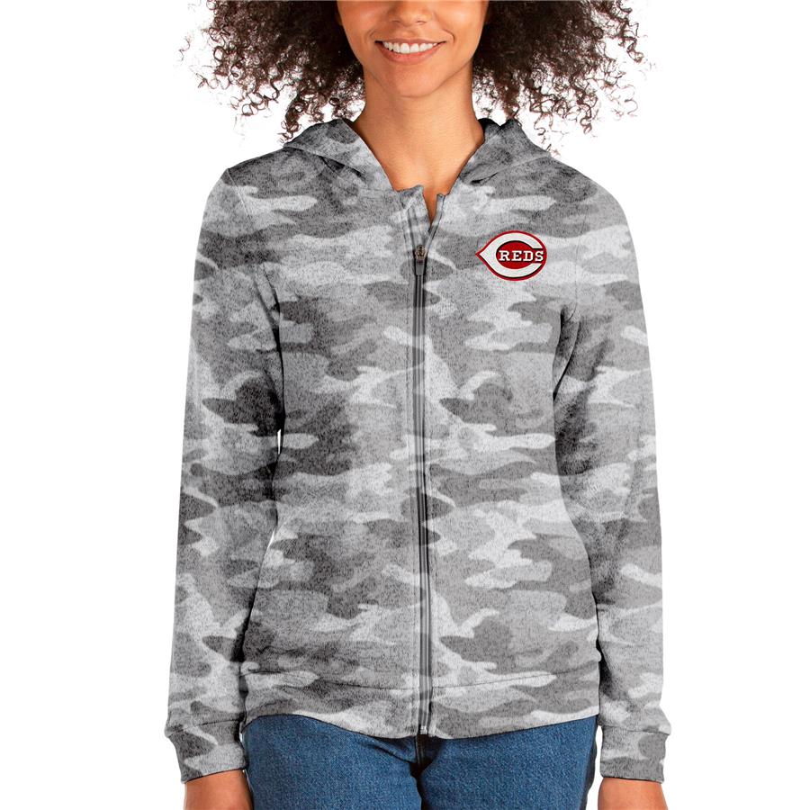Cincinnati Reds Antigua Women's Team Absolute Full-Zip Hoodie - Camo