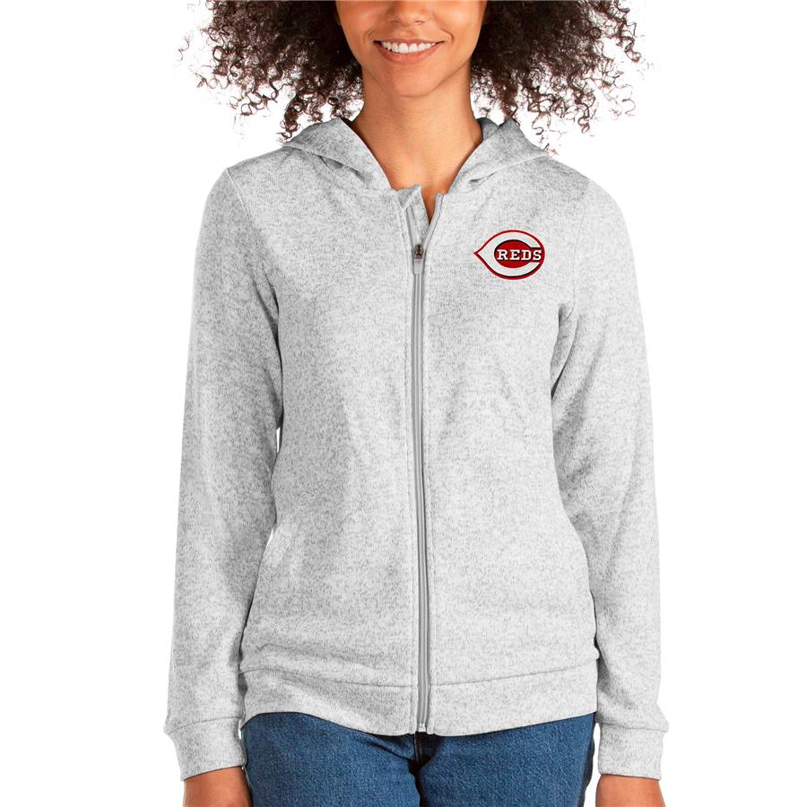 Cincinnati Reds Antigua Women's Team Absolute Full-Zip Hoodie - Heathered Gray
