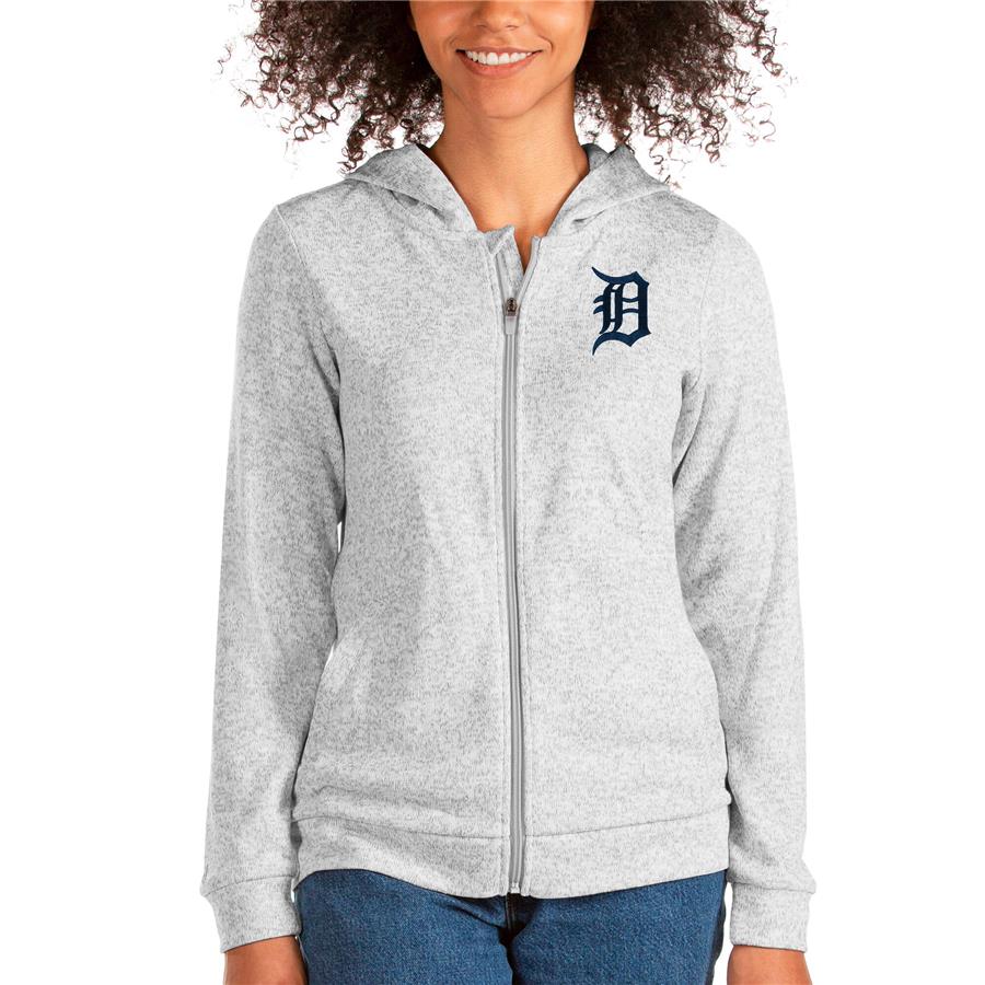 Detroit Tigers Antigua Women's Team Absolute Full-Zip Hoodie - Heathered Gray