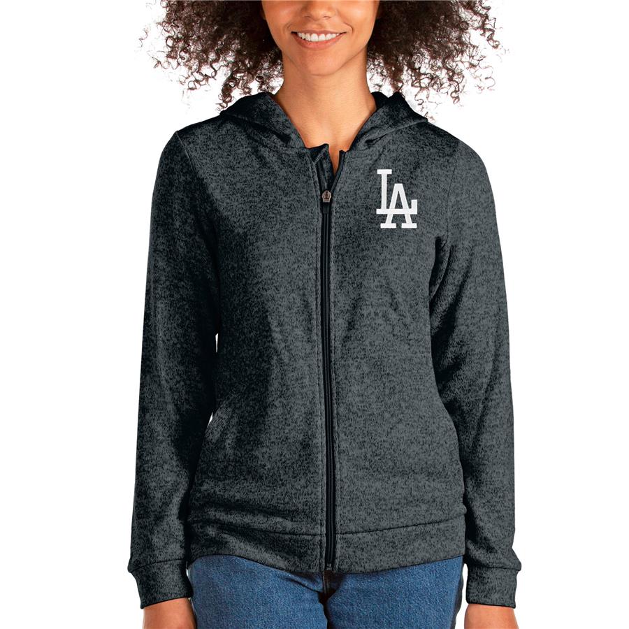 Los Angeles Dodgers Antigua Women's Team Absolute Full-Zip Hoodie - Heathered Charcoal
