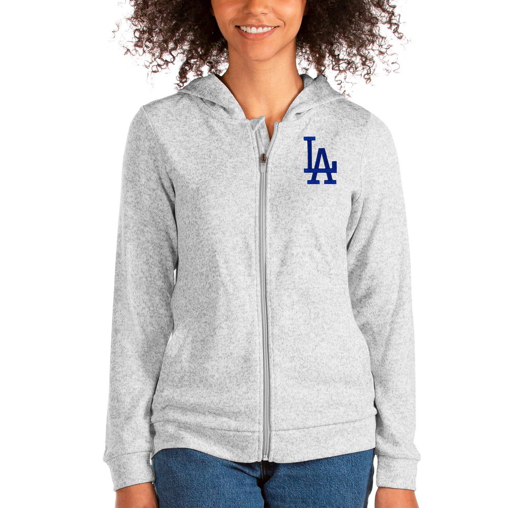 Los Angeles Dodgers Antigua Women's Team Absolute Full-Zip Hoodie - Heathered Gray