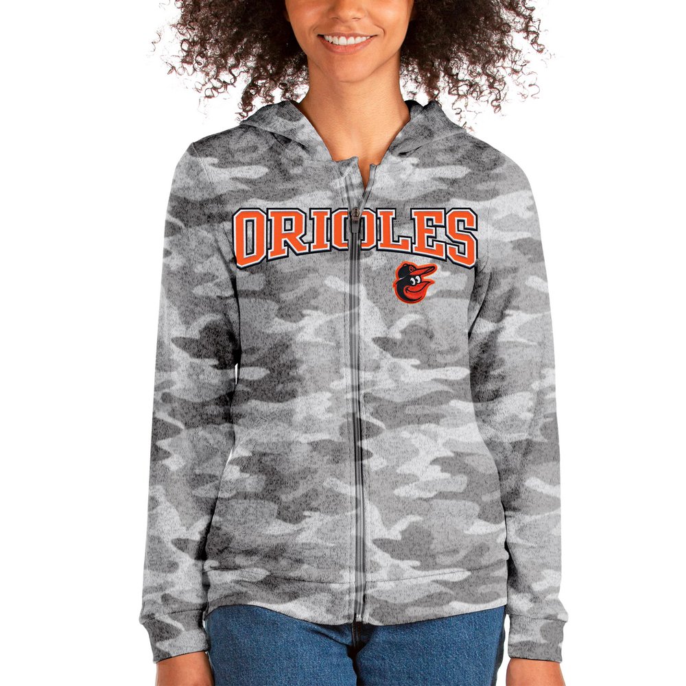 Baltimore Orioles Antigua Women's Wordmark Absolute Full-Zip Hoodie - Camo