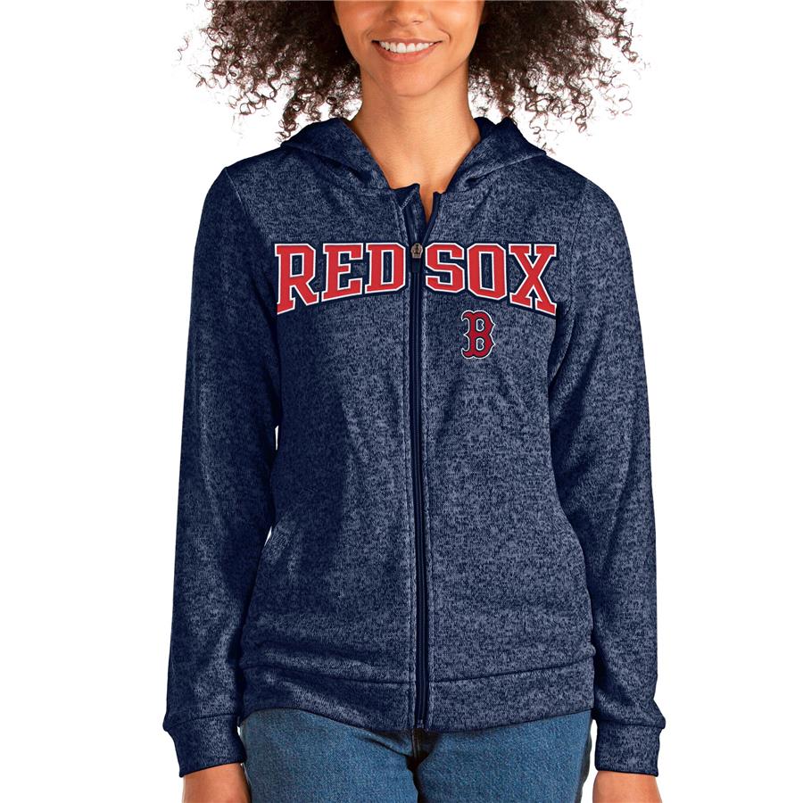 Boston Red Sox Antigua Women's Wordmark Absolute Full-Zip Hoodie - Heathered Navy