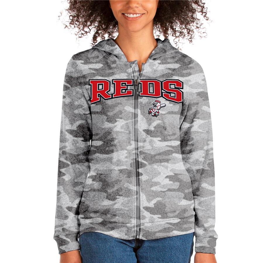 Cincinnati Reds Antigua Women's Wordmark Absolute Full-Zip Hoodie - Camo