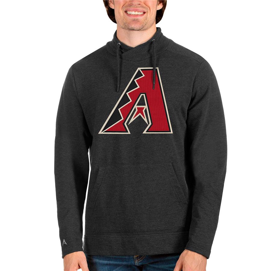 Arizona Diamondbacks Antigua Reward Pullover Sweatshirt - Heathered Black