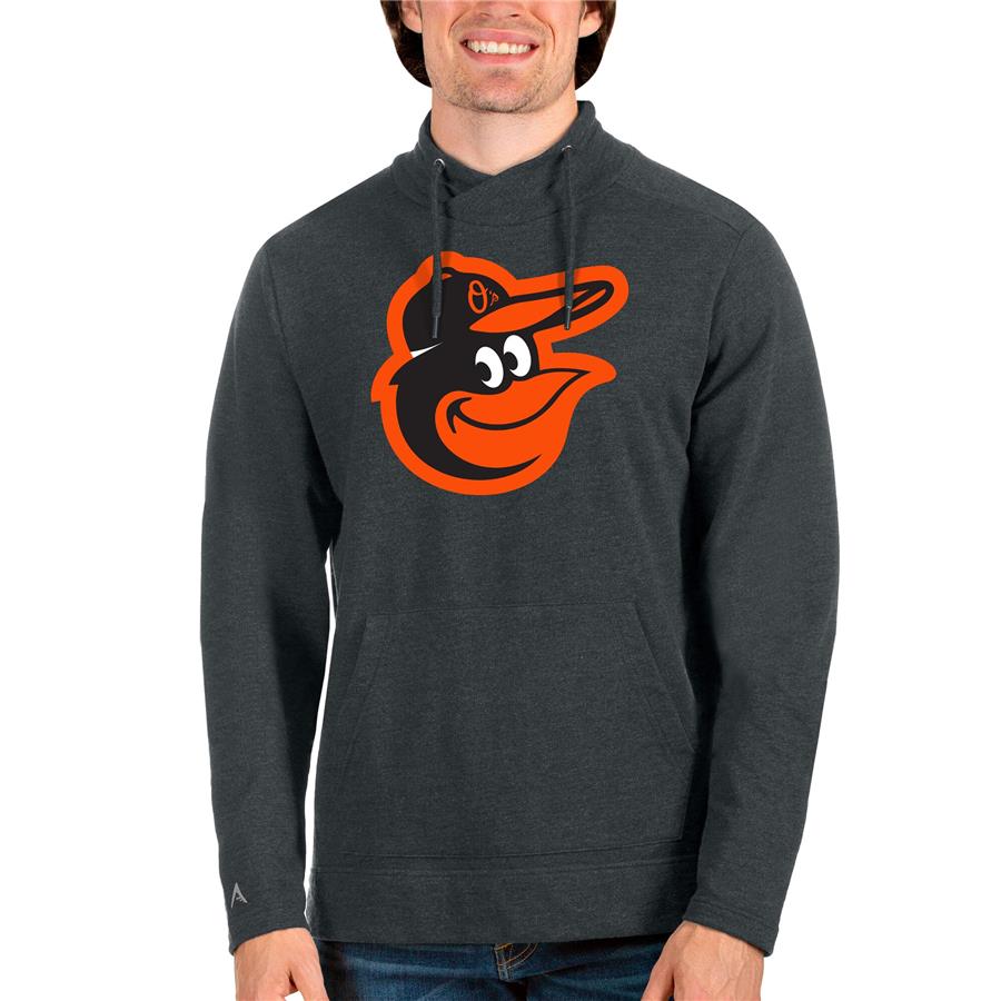 Baltimore Orioles Antigua Reward Pullover Sweatshirt - Heathered Charcoal