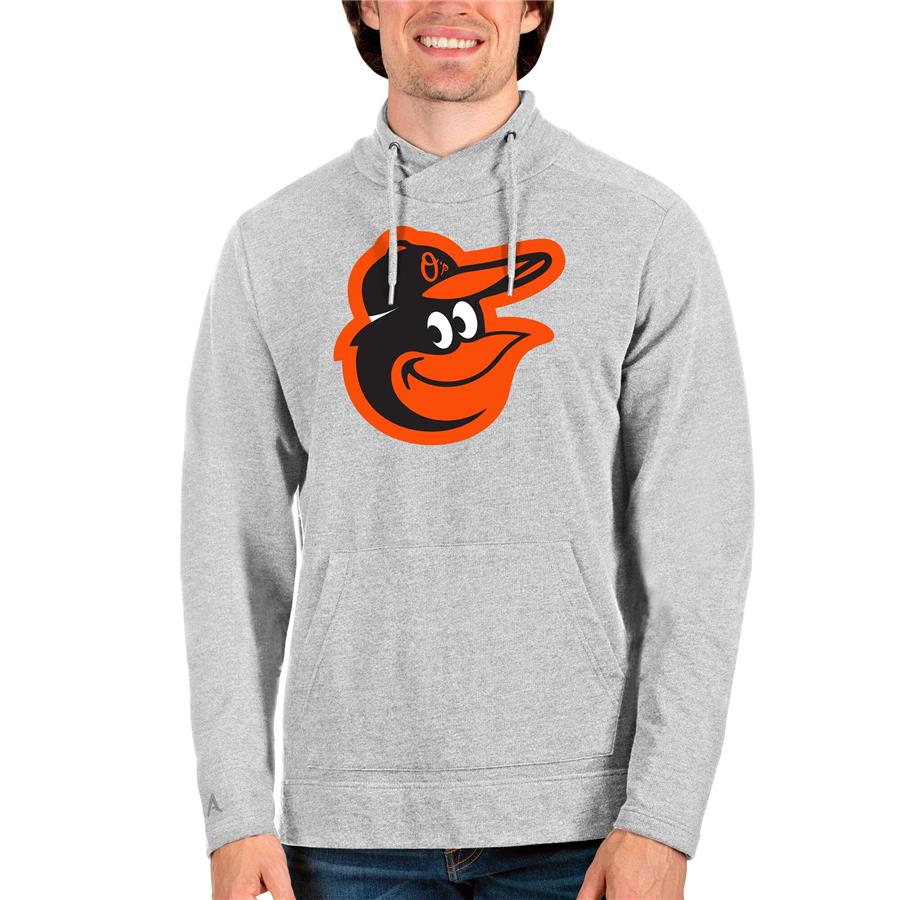 Baltimore Orioles Antigua Reward Pullover Sweatshirt - Heathered Gray