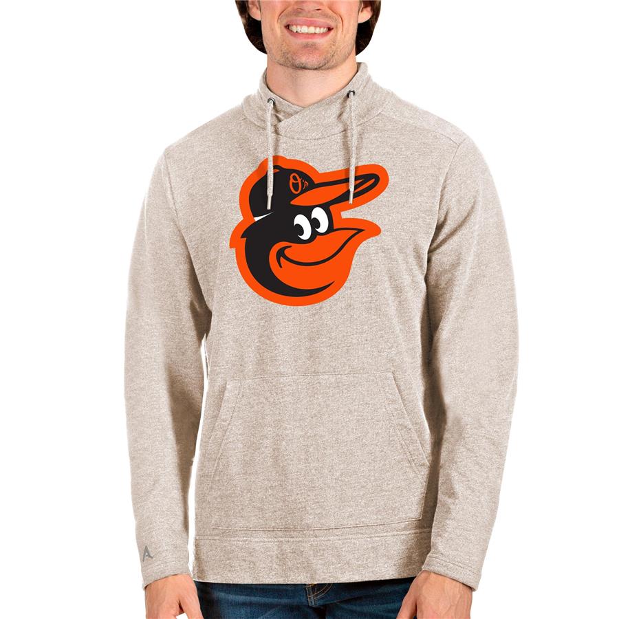 Baltimore Orioles Antigua Reward Pullover Sweatshirt - Oatmeal
