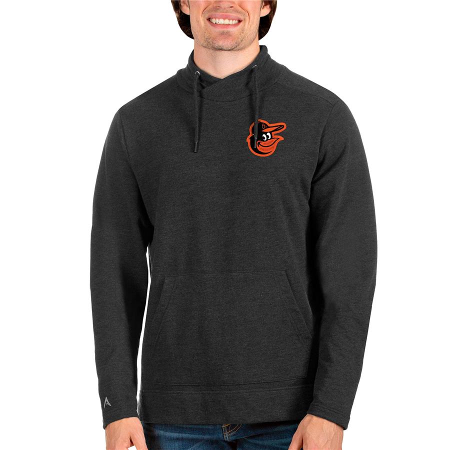Baltimore Orioles Antigua Team Reward Pullover Sweatshirt - Heathered Black