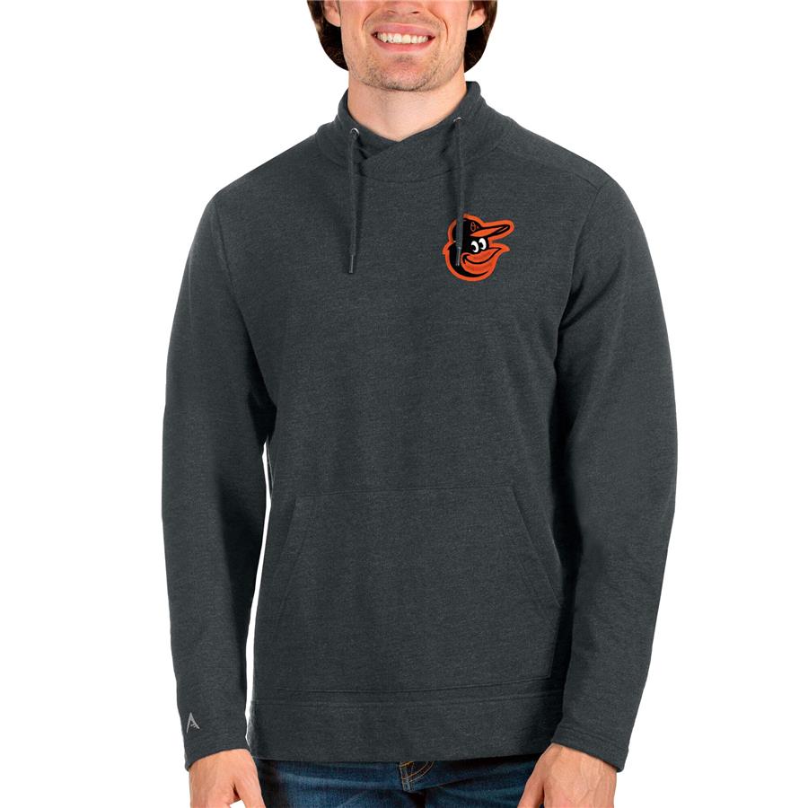 Baltimore Orioles Antigua Team Reward Pullover Sweatshirt - Heathered Charcoal