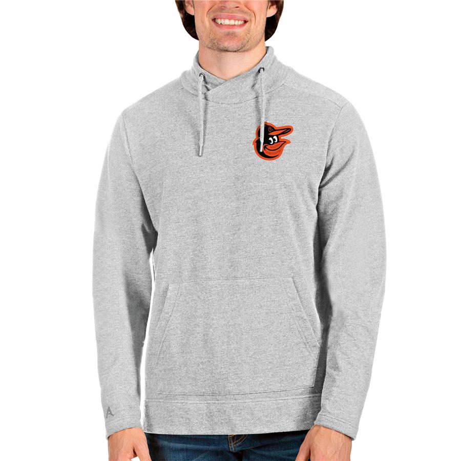 Baltimore Orioles Antigua Team Reward Pullover Sweatshirt - Heathered Gray