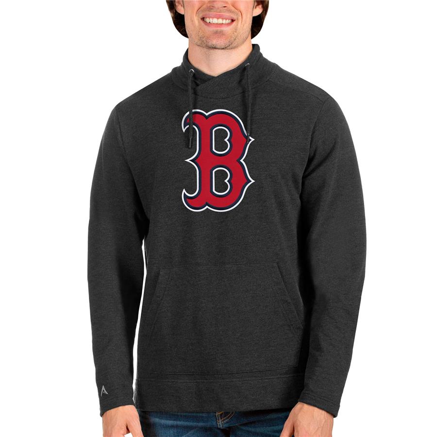 Boston Red Sox Antigua Reward Pullover Sweatshirt - Heathered Black