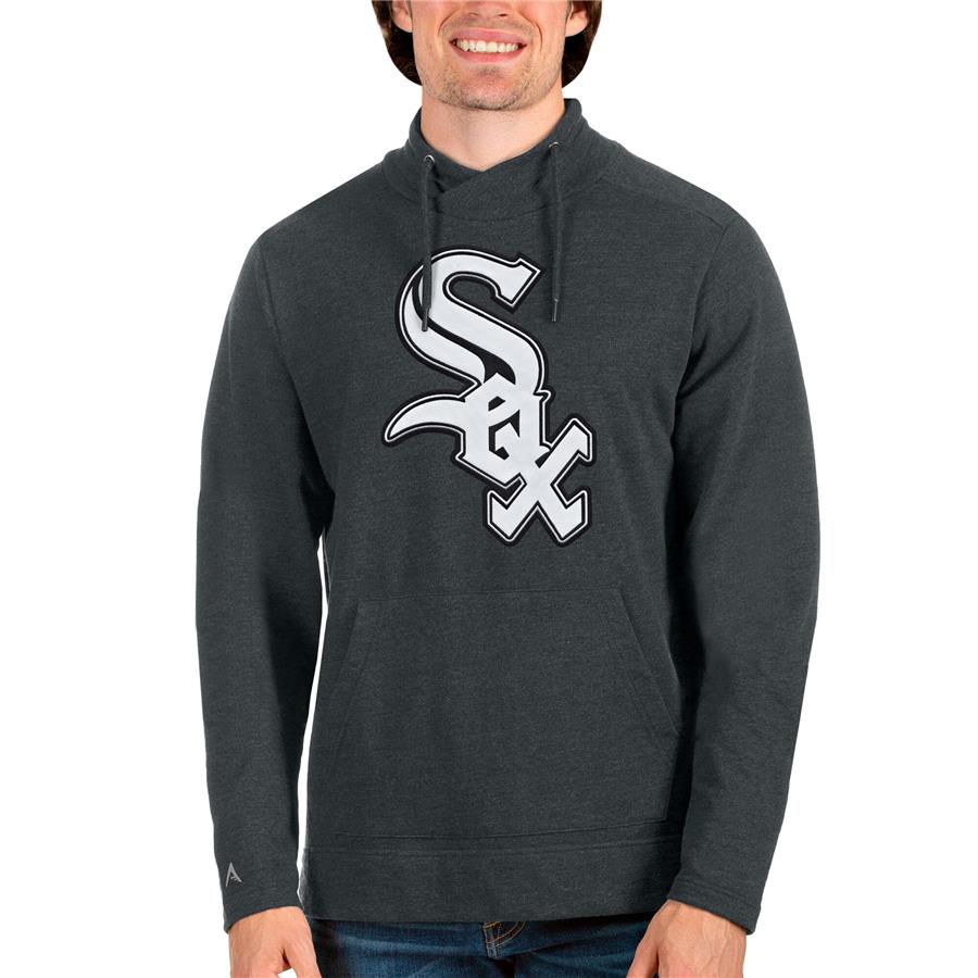 Chicago White Sox Antigua Reward Pullover Sweatshirt - Heathered Black